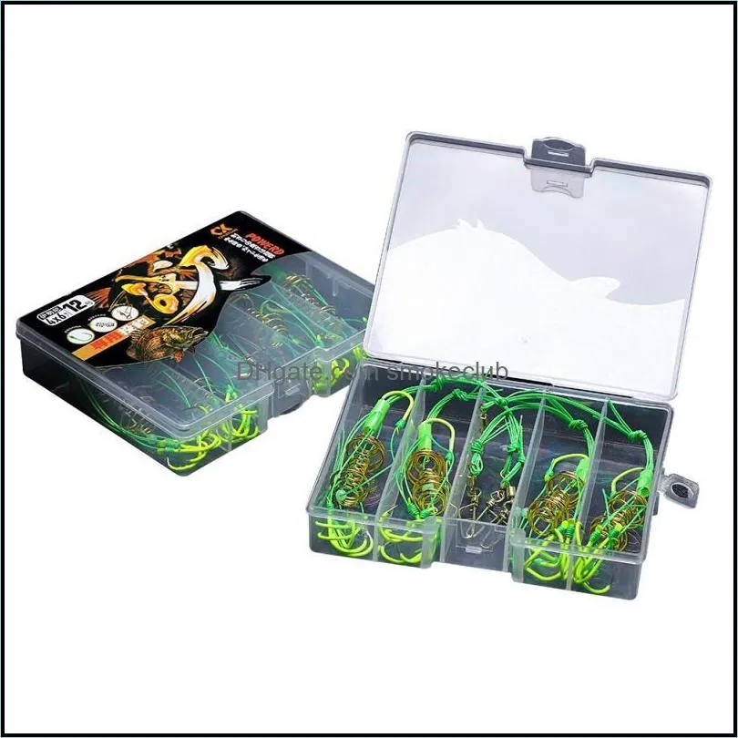 Fishing Hook 4 Pc Feeder Bomb Proof Hanging Explosion Fish Bait Plastic Box Packing Combination Hooks