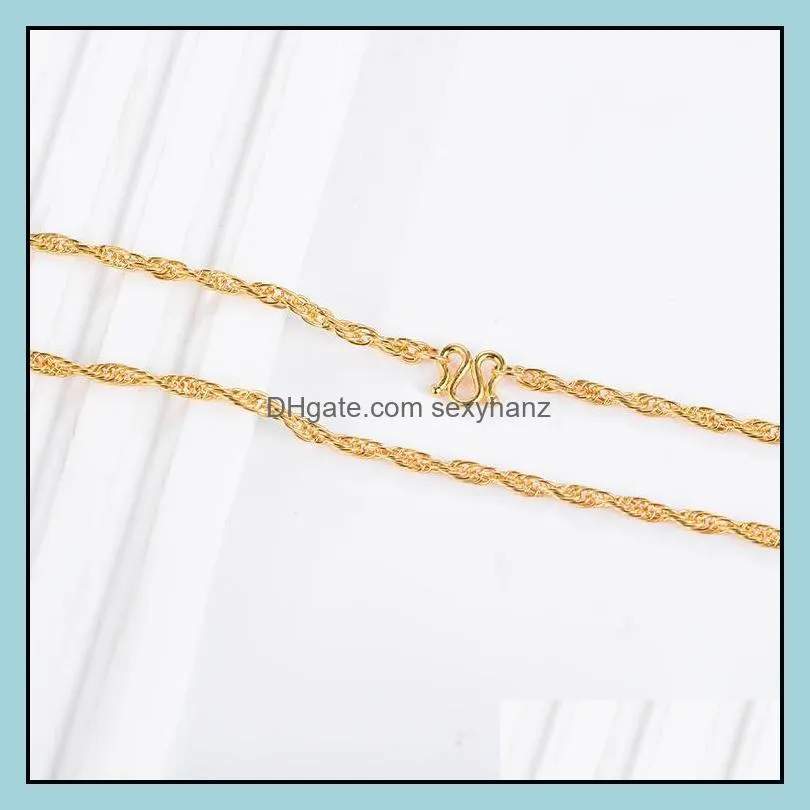 Chains 24K Solid Gold Jewelry 2.5mm Rope Chain Necklace For Woman