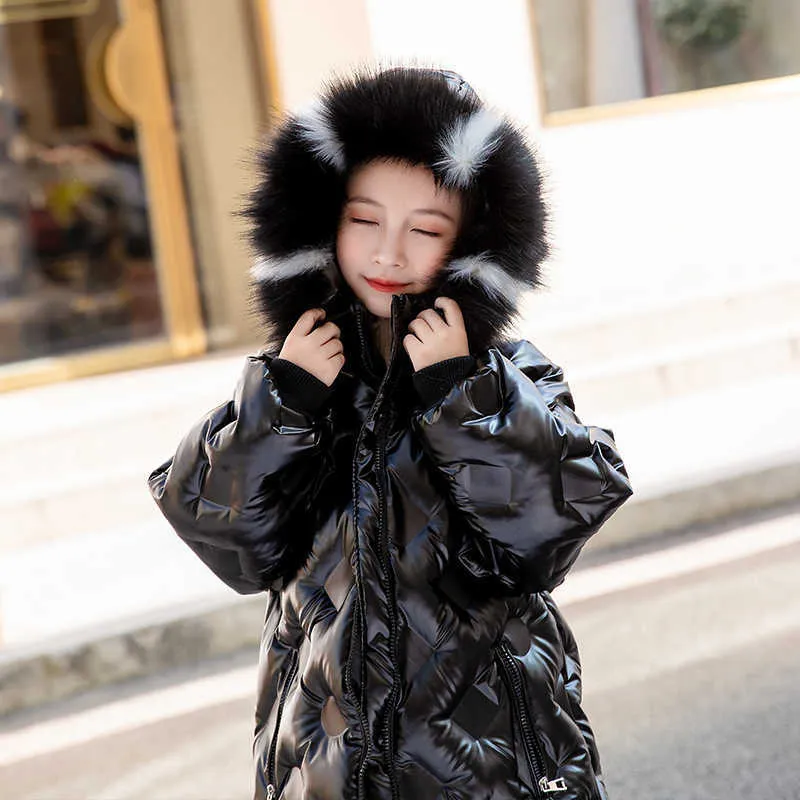 Manteau de coton brillant pour enfants épaissi brillant vêtements chauds veste d'hiver filles parkas à capuche épais vers le bas rembourré combinaison de neige TZ701 H0909