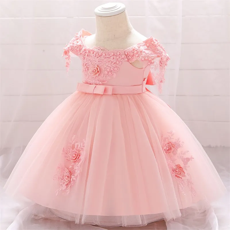 Robes de fille Born Baby Girl Party Robe pour 1er anniversaire Tutu Robe de baptême Robe Infantil Vêtements 1556 B3