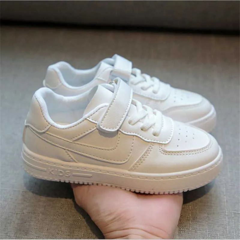 Children Sneakers For Girls And Boys Casual Shoes Breathable Pu Kids Sports Shoes Child Flats Unisex White Shoes Size Of 26-37 G1025