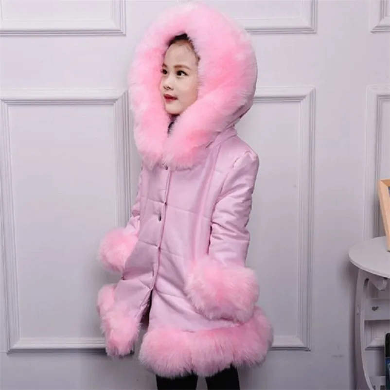 Cozy Winter Faux Leather Ladies Hooded Coat Snowsuit For Girls With Big Collar Perfect Outerwear For Kids From Jiao08 35.19 DHgate.Com