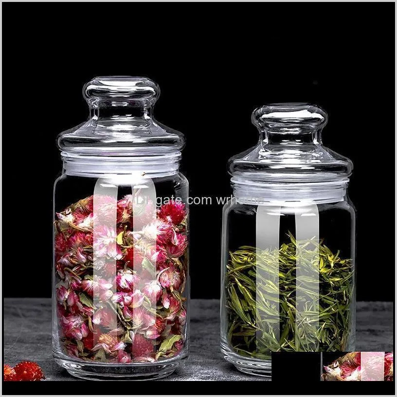 Glass Scented Tea Jar Transparent Storage Bottle Sealed With Lid (350/500ML) Bottles & Jars