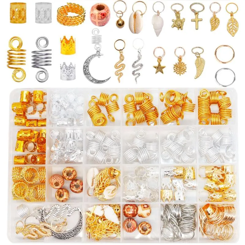 Клипы для волос Barrettes 241PCS Craid Mounts Clip Jewelry Dreadlocks Бусины смешанные металл регулируемые укладки