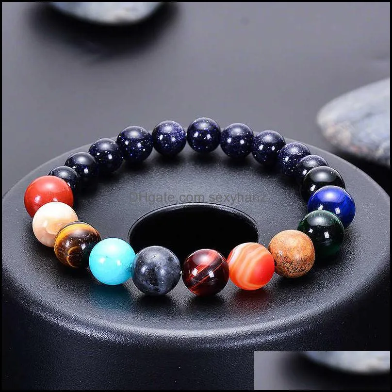 Fashion Universe Solar System Eight Planets Bangle Beaded Chakra Yoga Bracelet For Women Men Friends Nice Gift Jewelry1