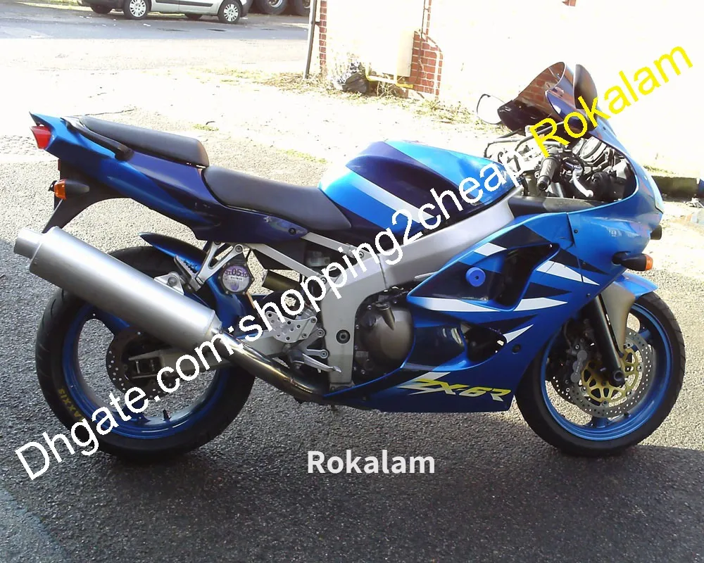 Para Kawasaki Ninja ZX6R 636 ZX-6R 6R ZX 6R Moto Blue ABS Fairing Kit 2000 2001 2002 00 01 02 (moldagem por injeção)