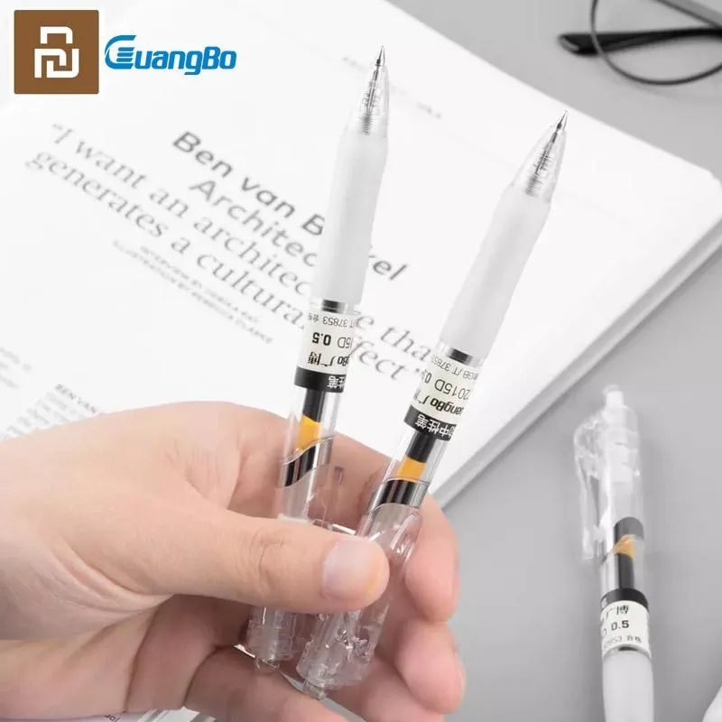 Gel Pens Guangbo 0.5mm Retractable Pen Red Ink / Black Soft Rubber Grip Writing Signing Office School Stationery