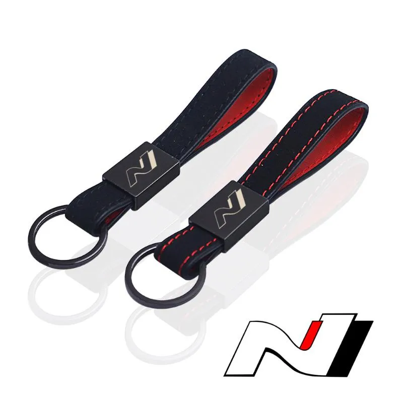 Keychains Car Key Ring Suede With Metal Buckle For Hyundai N LINE NLINE I30 Fastback Tucson Veloster SONATA ELANTRA I20 Accessories