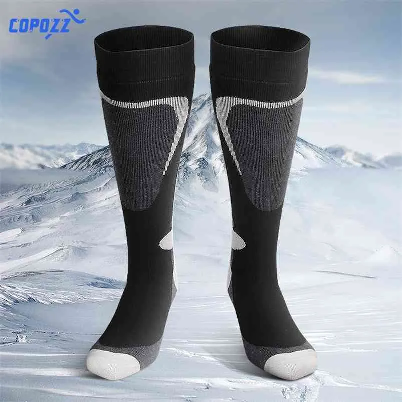 Copozz ski meias espessas algodão esportes snowboard ciclismo esqui skiing meias homens mulheres absorção de humidade altas meias elásticas 210727