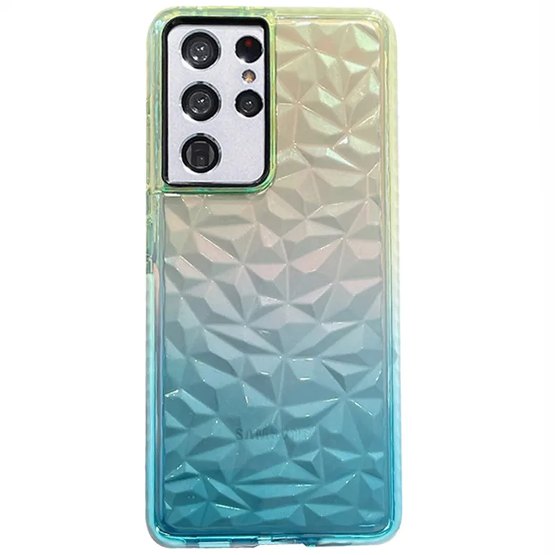 3D-Diamant-Farbverlauf-Design, klare Handyhüllen für Samsung Galaxy S22 S21 S20 Ultra FE Note 20 S10 Plus A52 A72 A51 A71 A12, stoßfeste weiche TPU-Rückseiten