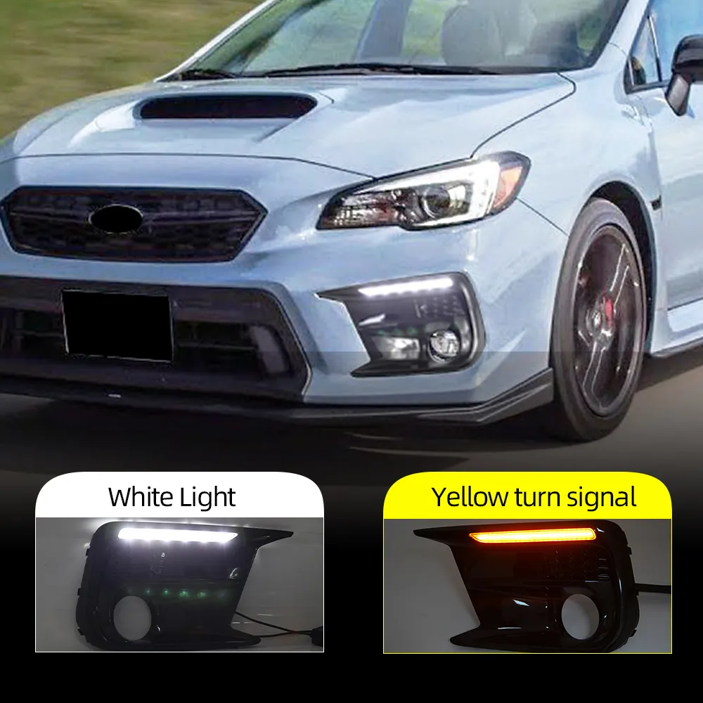 2 pièces séquentiel clignotant antibrouillard lunette voiture LED DRL feux diurnes pour Subaru WRX STI 2018 2019 2020 2021