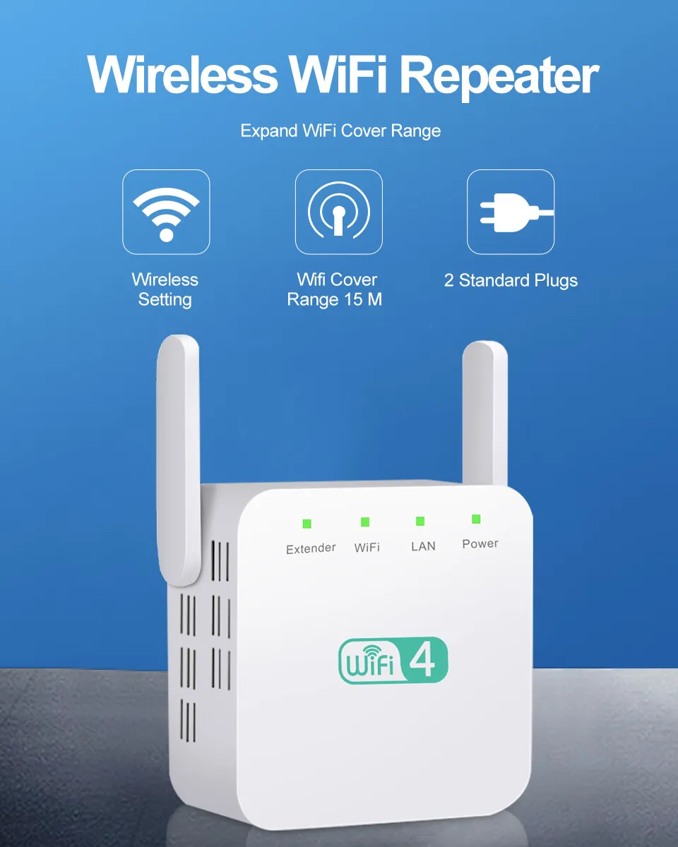 20%off 300Mbps WiFi Repeater 2.4GHz Range Extender Routers Wireles-Repeater Amplifier Signal Booster 3 Antenna Long-Range Expander youpin