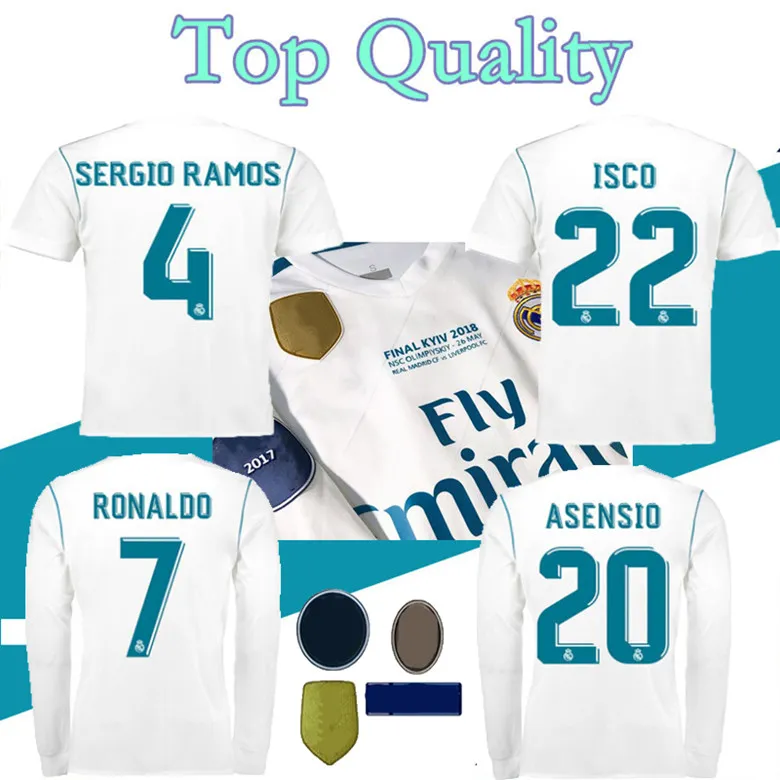 2017 2018 Real Madrid Jersey de football 17 18 Bale Benzema Motric T-shirts de football rétro Vintage ISCO Maillot Sergio Ronaldo Camiseta S-3XL Chemise longue et courte