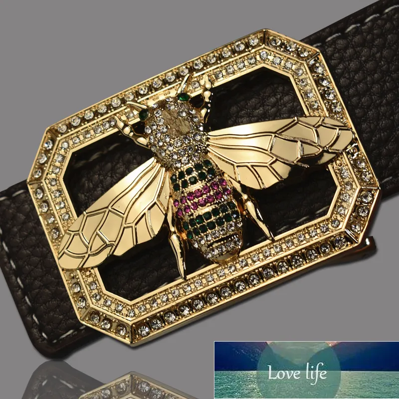 Cinturones de marca de lujo para hombres Mujeres Moda unisex Diseño de abeja brillante Hebilla Cinturones de cuero de cintura de alta calidad Precio de fábrica Diseño experto Calidad Último estilo