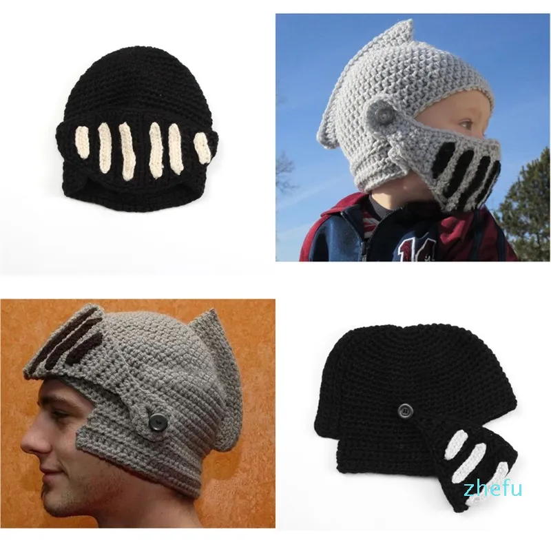 Manual Weave Knight Hat Adult Children Mask Helmet Cap Elastic Thick Headgear Winter Outdoor Warm Individual Comfortable 11 6xz N2