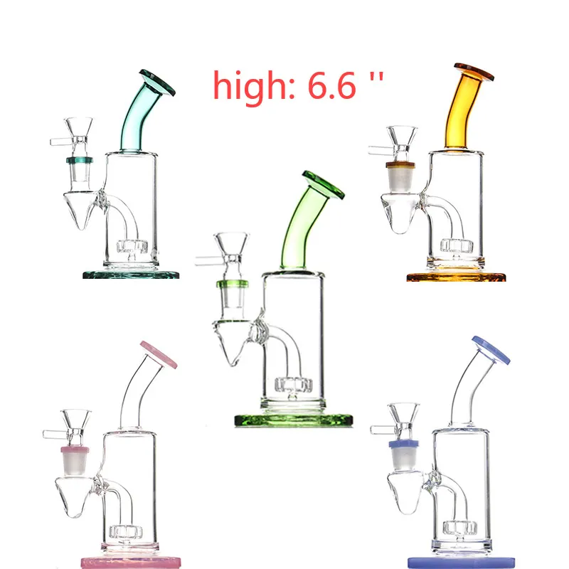 6.6 inches Mini glass bong oil rigs water pipe small bubbler dab rig bongs with bowl