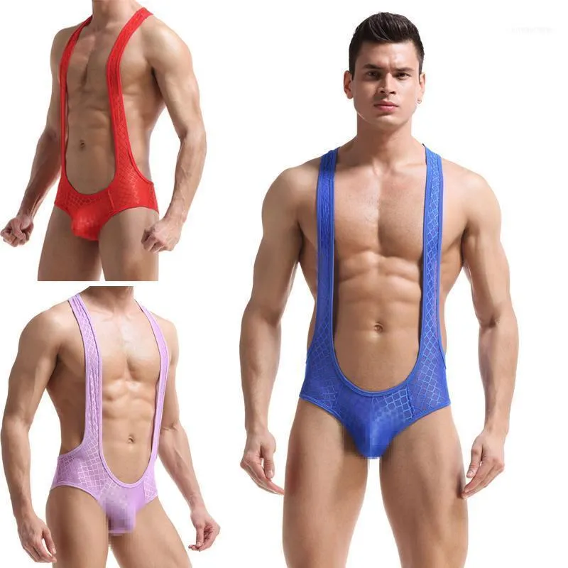 Herren G-Strings Sexy Strampler Weste Dreieck Mesh Gaze U Konvexer Beutel Transparente Versuchung Gesäß Sport Atmungsaktiv Mehrfarbig