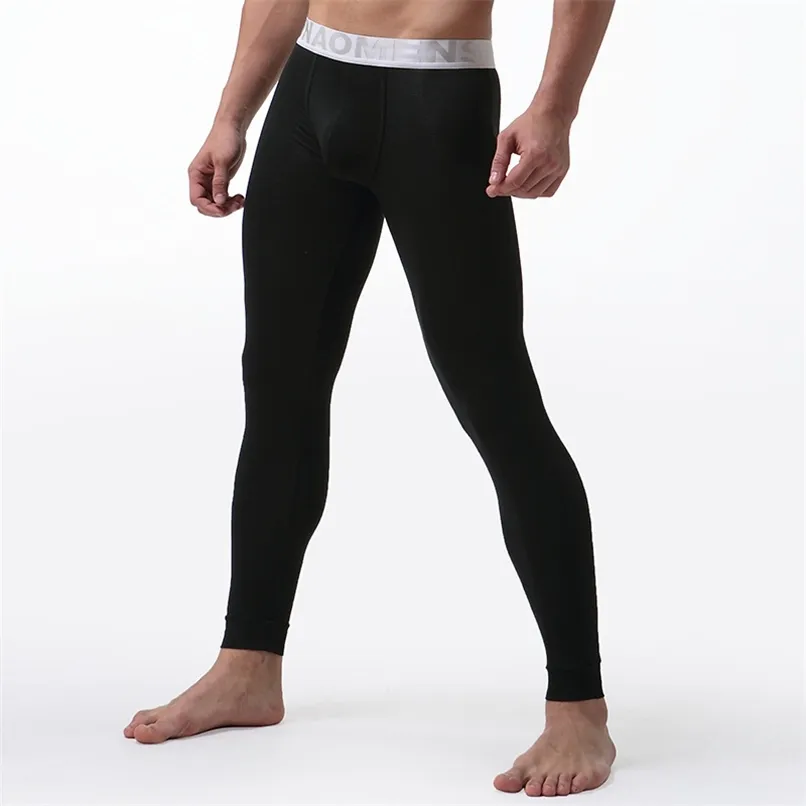 Mens Long Johns Ondergoed Effen Kleur Mannelijke Leggings Hombre Sexy Thermische onderbroek Modale elasticiteit Soft Termico Long Johns 211110