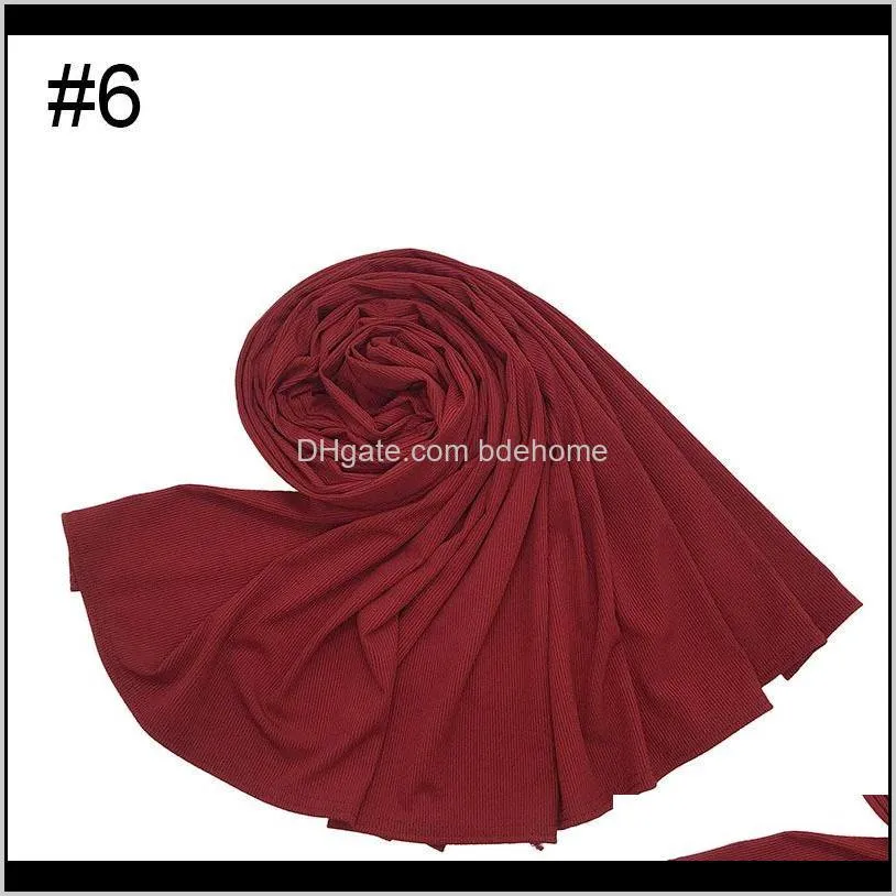 new ribbed jersey scarf premium women muslim stretchy hijabs high quality scarvess 558 t2