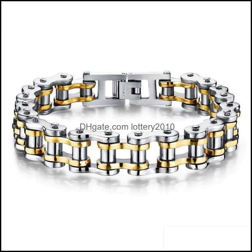 Selling Bracelet Men`s Titanium Steel Rock Personality Motorcycle Chain Bicycle Link,