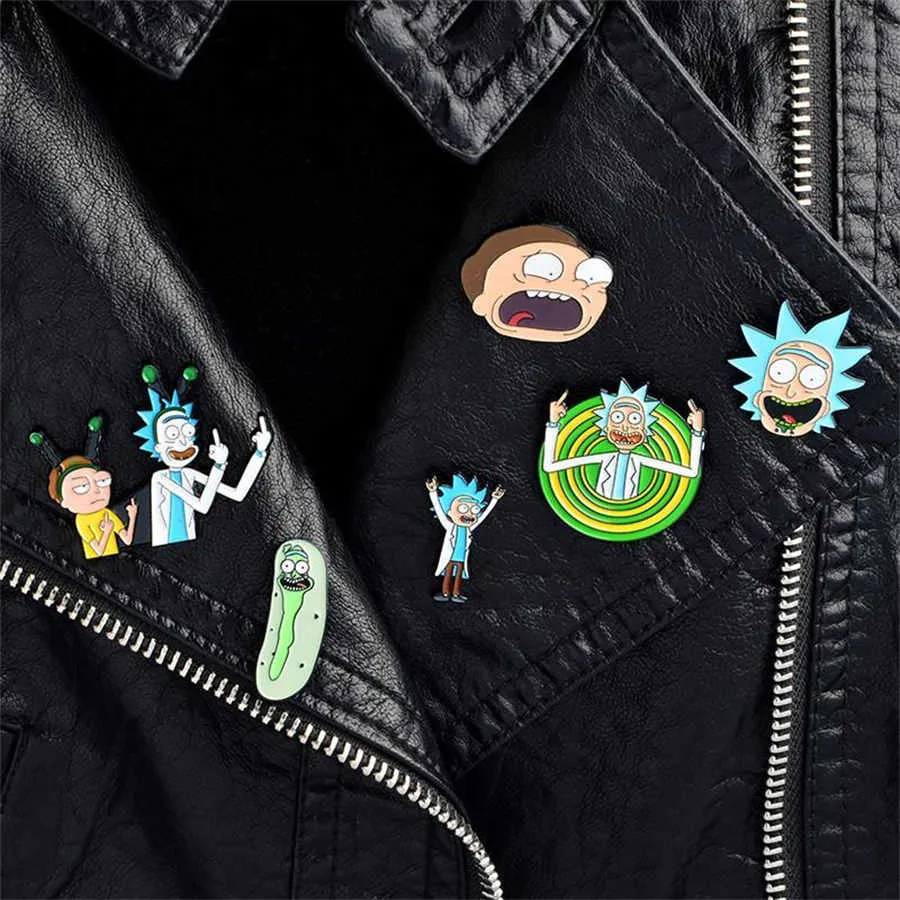 1000 olika modeller Cartoon Icons Style Kids Pin Genius Mad Scientist Badge Button Brosch Anime Lovers Denim Shirt Lapel Pins