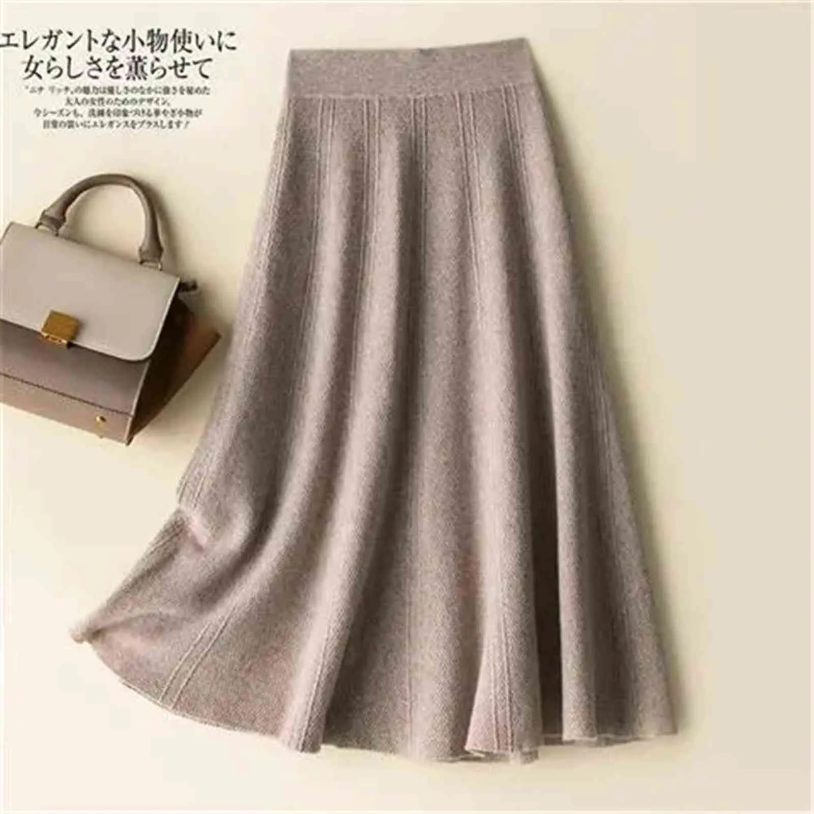 Vintage marrón de punto falda larga Otoño Invierno mujer Casual sólido una línea falda coreana mujer negro cintura alta Midi falda 211120