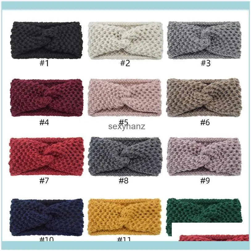 Fashion Crochet Knitted Headband Women Solid Color Autumn Winter Wide-brimmed Hair Bands Headwrap Hair Accessories