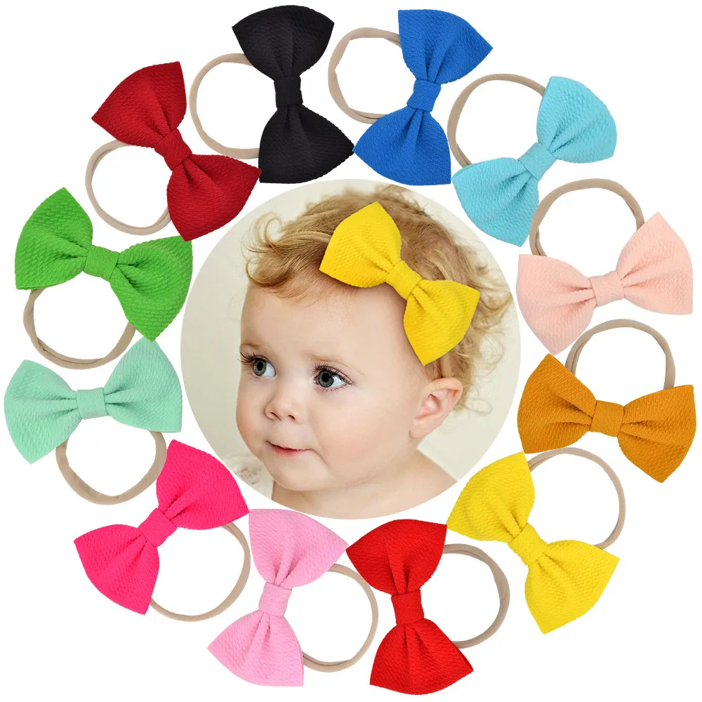 Baby hoofdbanden grote boog meisjes strik haarbanden kinderen kinderen haar accessoires baby zachte nylon elastische hoofddeksels prinses hoofdband kha44