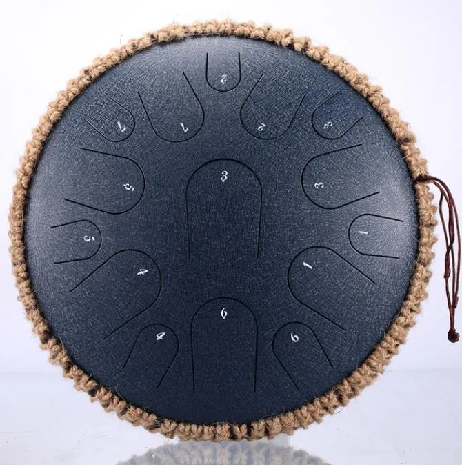 Stål Tongue Drum Sets 13 tum 15 Ton Handhållen Tank Percussion Instrument Yoga Meditation Nybörjare Musik Lovers Present