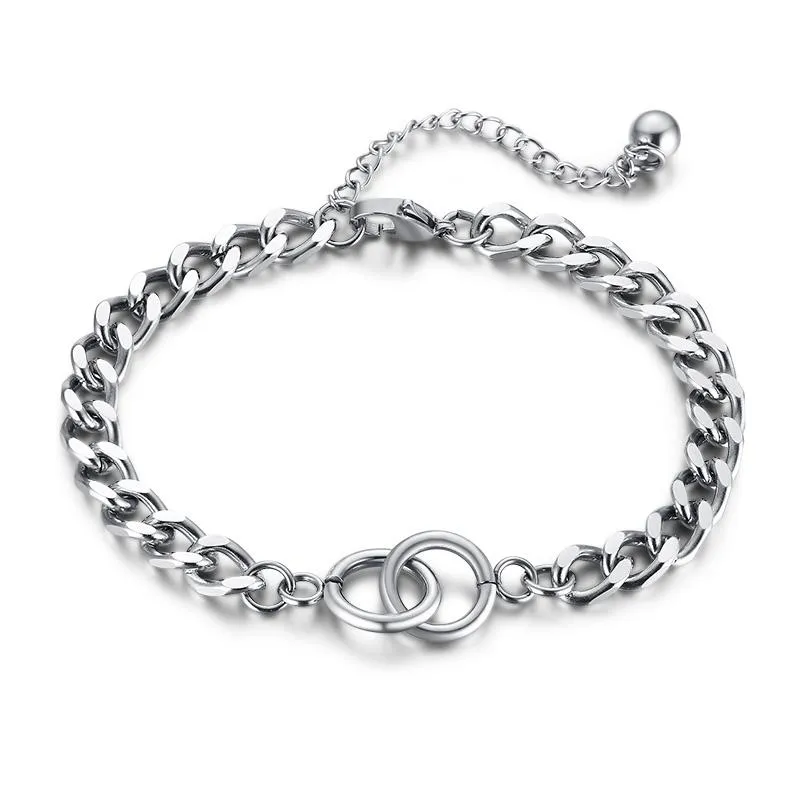 Braccialetto 2021 Accessori per doppio anello in acciaio inossidabile Bracciale a catena Colore gioielli in titanio femminile per bracciale da donna e da uomo