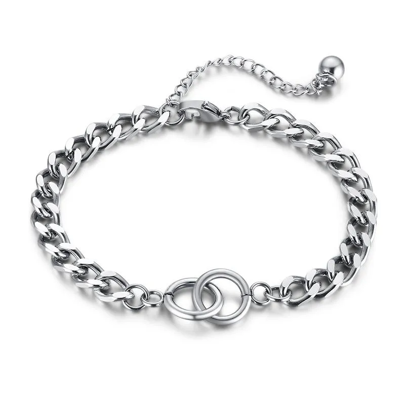 Bracelet en acier inoxydable 2021, Double anneau, accessoires, chaîne, couleur féminine, bijoux en titane pour femmes et hommes, brassard