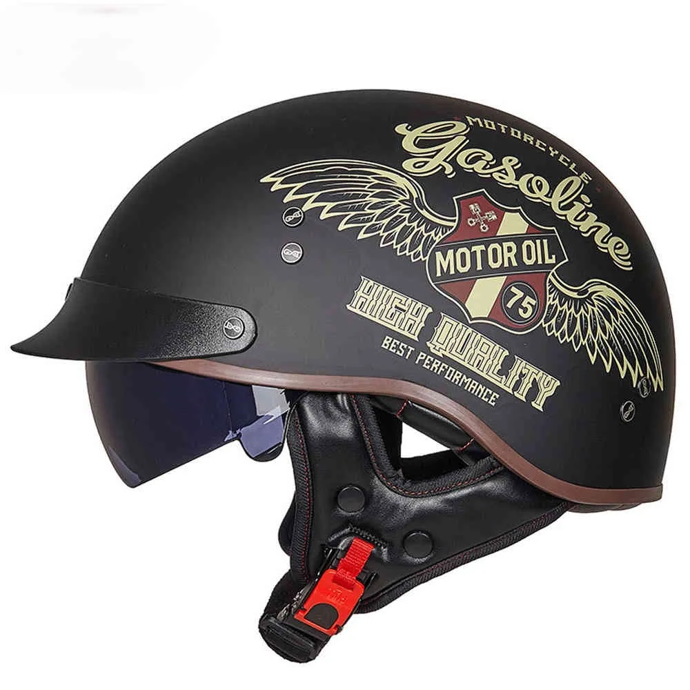 Retro Vintage Casco Moto Unisex Motorcycle Open Face Scooter Biker Motorbike Racing Riding Helmet With DOT Certification