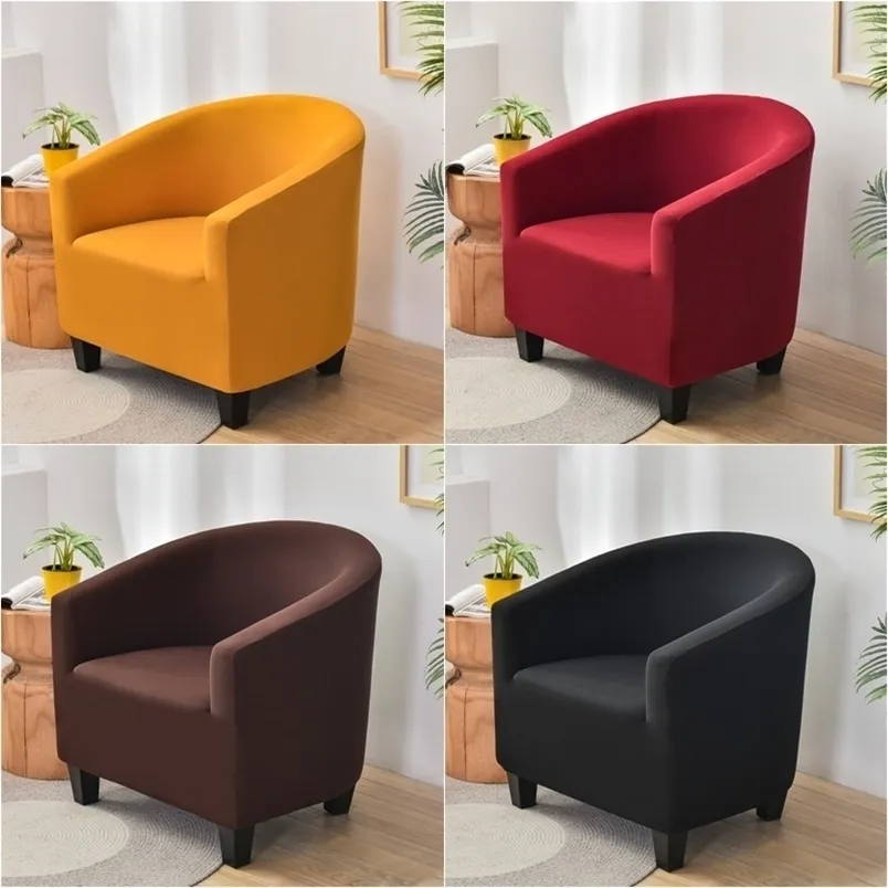 Solid Color Spandex Sofa Cover Relax Stretch Single Seats Club Cap Slipcover do salonu Elastyczny fotel Protector 220302