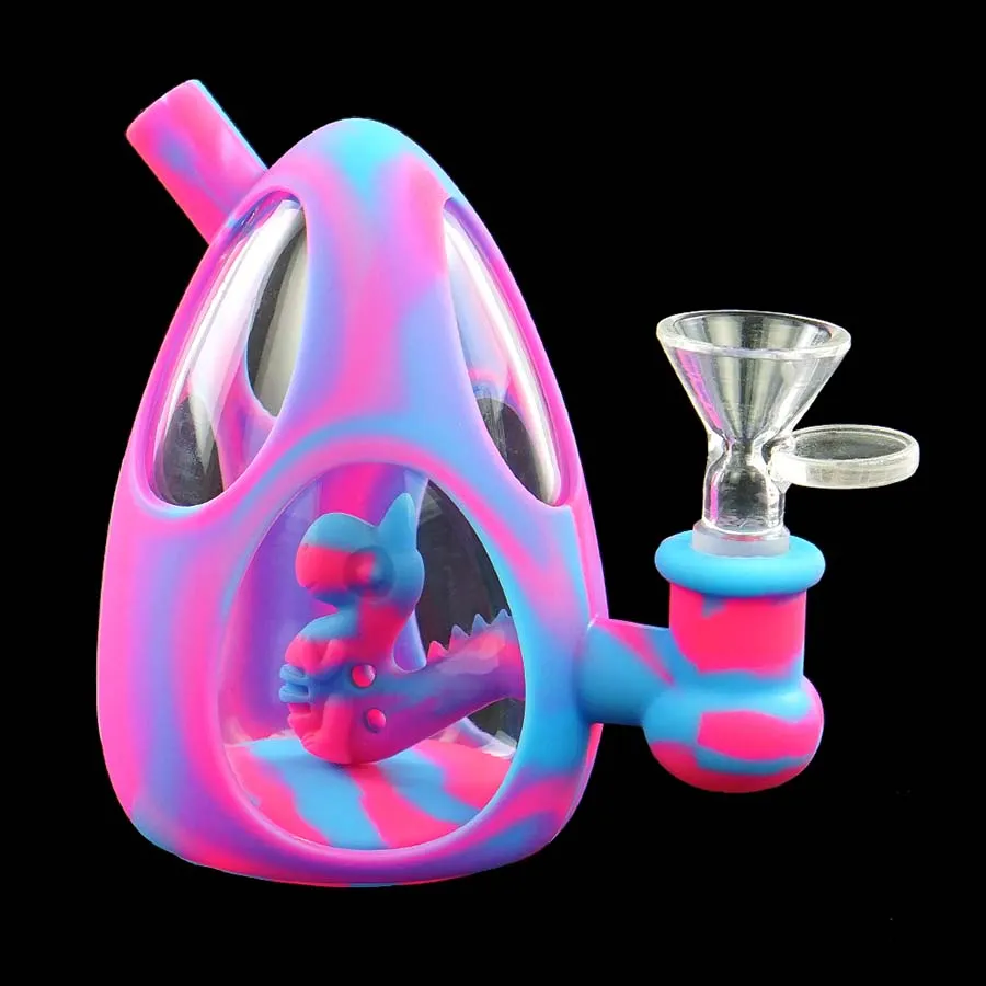 4,4 '' Dab Rig Wasserpfeife Shisha Shisha Glasbong Silikonschlauchverbindung Bohrinseln Bongs Rohre