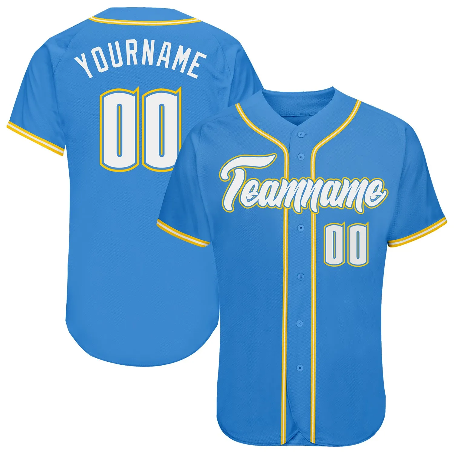 Poudre sur mesure Blanc Blanc-Gold-001 Jersey de baseball authentique