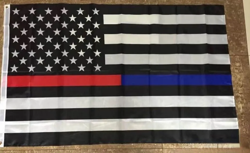 4 Types 90*150cm BlueLine USA Police Flags 3x5 Foot Thin Blue Line USA Flag Black, White And Blue American Flag With Brass Grommets