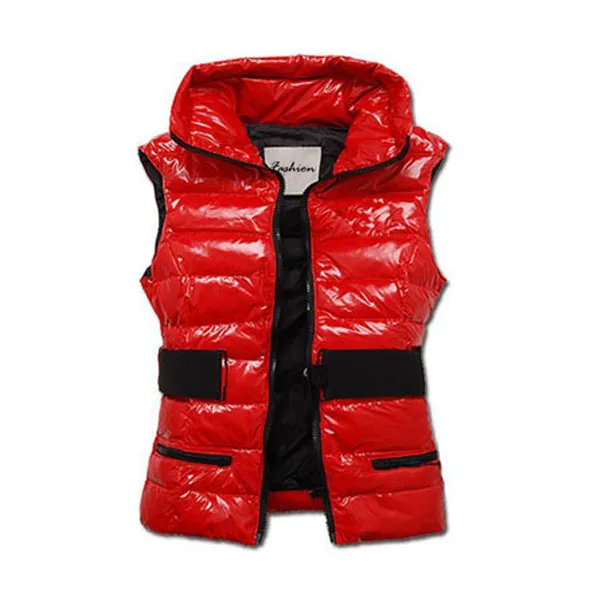 Winter Down Vest Women Slim Vests with Sashes Female Designer Sleeveless Jacket for Ladies Coat Black Red Brown Outerwear