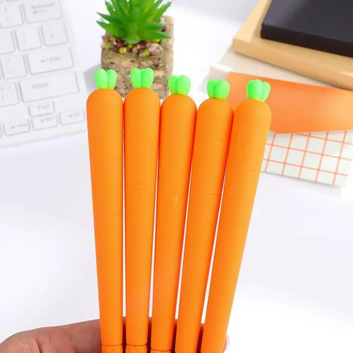 Cute Black Refill Neutral Pen Stationery Korean Personalized Signature Gel Pens Student Carrot Water-Based Pen