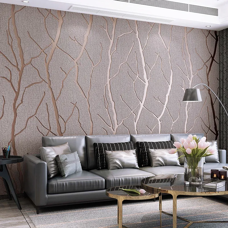 Modern simple line deerskin wallpaper thickened non woven fabric bedroom living room background wall 3D Wallpaper W152