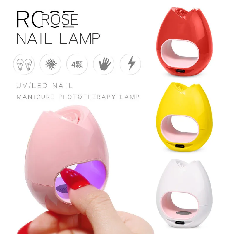 16W Rose Nail Lamp Plate Light Therapy Machine USB Solglasögon LED Fast Dry Nails Lim Baklampor