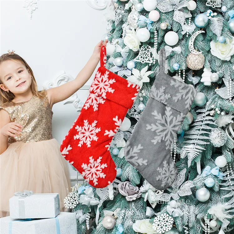 Kerstdecoratie Feestelijke pluche sneeuwvlok Sokken Xmas Tree Hanger Home Hotel ShoppingMall ZC702