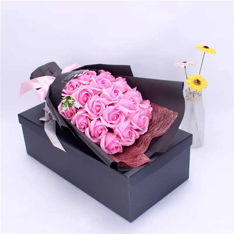 18 stks creatieve kunstmatige zeep bloem rose boeket bloemen met geschenkdoos simulatie rozen Valentijnsdag verjaardagscadeau decor