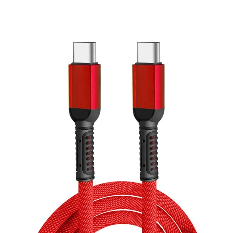 PD 20W Data Charger Cable Typec till C 60W Kablar Bly obruten metallkontakt Stark flätad 1m 3feet