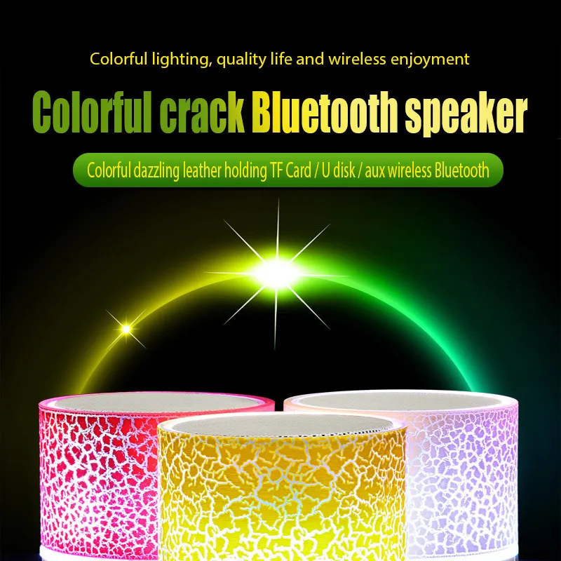 New Mini Portable Bluetooth Speaker Car Audio A9 Dazzling Crack LED Wireless Speaker Subwoofer Speakers TF Card USB Charging