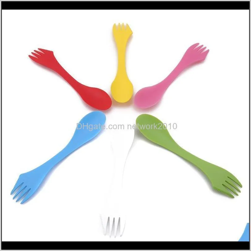 6Pcs/set 3 in 1 Spoon Fork Salad Fruit Spoon Camping Hiking Utensils Travel 2021 Hot Sale