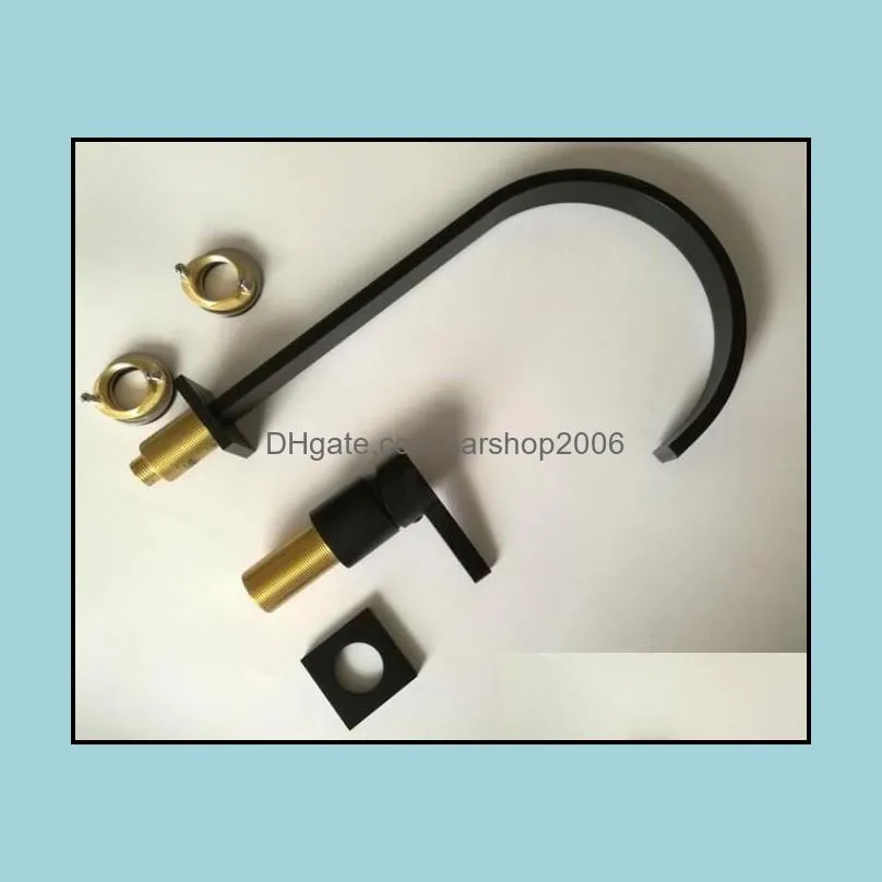 Bathroom Sink Faucets Faucets, Showers & As Home Garden Basin Faucet Super Long Pipe Two Holes Brushed Gold/Black Tap 360 Rotating Widesprea