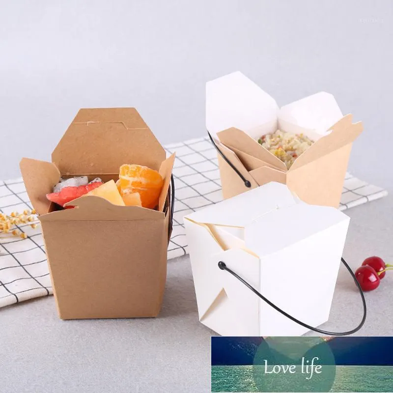 Gift Wrap 10pcs Kraft Paper Picnic Lunch Snack Fruit Salad Box Disposable Pasta Packaging With Handle For Baby Birthday Party1 Factory price expert design Quality