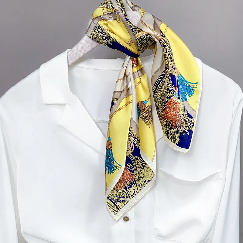 Moda 2020 100% Naturalny Prawdziwy Silk Neckerchief Dla Kobiet Druku Kwadratowy Szalik Headscarf Bandana Hidżab Fullard Scarves Pashmina