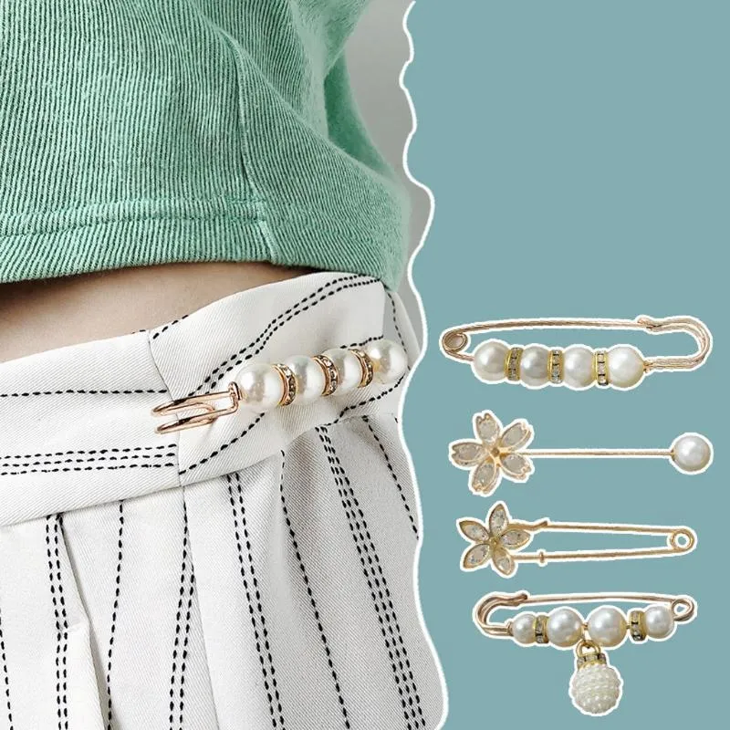 Women Brooch Pins Sweater Shawl Clips Faux Crystal Pearl Brooches Safety  Pins Dress Shirt Clips for Women Gold Silver (4 Pieces)