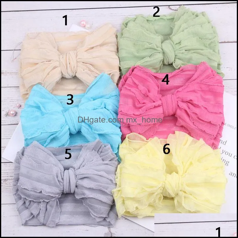 Baby Hair Accessories Girls Lace Headband 13 colors Turban Solid color Elasticity fashion Kids Hairbow Boutique bow-knot Hairband